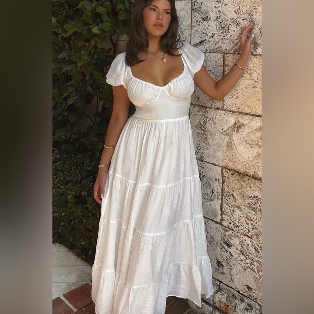 Showpo Anita Puff Sleeve Tiered Maxi
